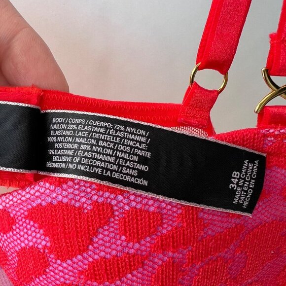 Victoria’s Secret Red Leopard Mesh Apron Lingerie Size 34B - Picture 7 of 9